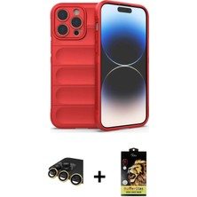 Toyigoo Ieg™ iPhone 14 Pro Kılıf Atlas Koleksiyonu - Siyah Buffer Cam Ekran Koruyucu + Gold Raze Metal K