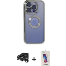 Toyigoo Ieg™ iPhone 15 Pro Kılıf Pusula Form - Siyah Joko 5d Cam + Gümüş Raze Metal Kamera Lens