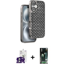 Toyigoo Ieg™ iPhone 16 Kılıf Siluet Form Serisi - Siyah 360 Mat Full Body Arka Koruyucu + Yeşil Bilvis