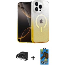 Toyigoo Ieg™ iPhone 14 Pro Max Kılıf Eksen Minimal Özel Seri - Siyah 18D Cam Ekran Koruyucu + Gümüş