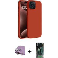 Toyigoo Ieg™ iPhone 15 Kılıf Kozmos Yansıma Özel Seri - Siyah 360 Mat Full Body Arka Koruyucu + Pembe