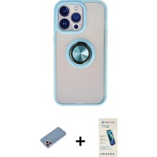 Toyigoo Ieg™ iPhone 13 Pro Max Kılıf Yörünge Çizgi - Şeffaf Pasifik Cam Ekran Koruyucu + Pembe Shine