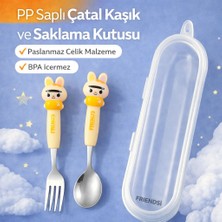 Jojobebek Sarı Renk Figürlü Premium Çocuk Bpa Free Paslanmaz Çelik Uçlu Çatal-Kaşık Set 24+ Ay