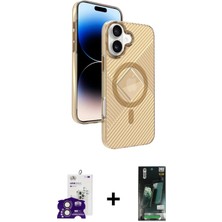 Toyigoo Ieg™ iPhone 16 Kılıf Nova Modern Prime - Siyah 360 Mat Full Body Arka Koruyucu + Pembe Bilvis Ti