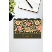 Burak Baskı Tasarım Etnik Çiçek Desenli A5-Haftalık Planlayıcı , Weekly Planner, To Do List-Konsept Not Defteri, Notepad