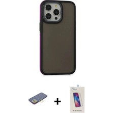 Toyigoo Ieg™ iPhone 13 Pro Max Kılıf Eksen Işık - Siyah Joko 5d Cam + Sarı Renkli Kamera Lens Koruma