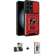 Toyigoo Ieg™ Galaxy S24 Ultra Kılıf Ahenk Klasik - Siyah Bilvis 3D Cam Ekran Koruyucu + Gold Pvd Metal K