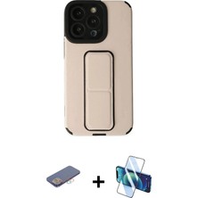 Toyigoo Ieg™ iPhone 13 Pro Max Kılıf Çekirdek Yansıma - Siyah 3D Antistatik Cam Ekran Koruyucu + Pembe