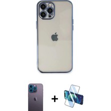 Toyigoo Ieg™ iPhone 12 Pro Kılıf Vadi Minimal - Siyah 3D Antistatik Seramik Nano Ekran Koruyucu + Mavi N