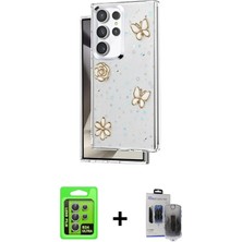 Toyigoo Ieg™ Galaxy S24 Ultra Kılıf Yörünge Form - Siyah Vanessa Magic Hayalet Cam + Gümüş Raze Met