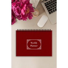 Burak Baskı Tasarım Kırmızı Nostaljik Kapak A5-Haftalık Planlayıcı , Weekly Planner, To Do List-Konsept Not Defteri