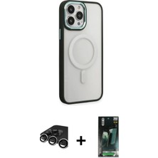 Toyigoo Ieg™ iPhone 15 Pro Kılıf Yankı Işık Özel Seri - Şeffaf 360 Full Body Arka Koruyucu + Gümü