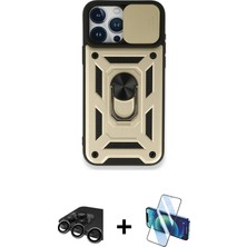 Toyigoo Ieg™ iPhone 15 Pro Kılıf Ahenk Klasik - Siyah 3D Antistatik Cam Ekran Koruyucu + Titanyum Gri Ra