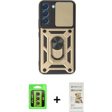 Toyigoo Ieg™ Galaxy S23 Kılıf Ahenk Klasik - Siyah Mat Seramik Nano Ekran Koruyucu + Sarı Raze Metal Ka