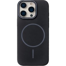 Fenza iPhone 14 Pro Max Uyumlu Kamera Çıkıntılı Magsafe Wireless Şarj Özellikli Siyah Renkli Sert Sararmaz Silikon Kılı