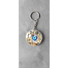 Miina Aksesuar Epoksi Reçine Renkli Taşlarla Süslenmiş Dekoratif Bir Görünüm Nazar Boncuğu ile Süslenmiş Dekoratif Bir Anahtarlık