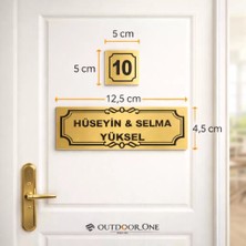 Outdoor One Kişiye Özel Kapı İsimliği Klasik Ev Dış Kapı İsimliği Çelik Kapı İsimliği Gold02