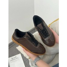 Erva'nın Butiği Kahve Cilt (Greece) Kadın Bağcıklı Sneakers