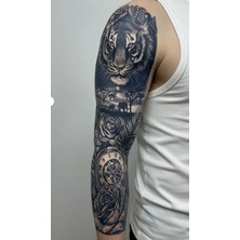 1 Ay Kalıcı Gerçekci Kaplan Model Geçici Dövme Tattoo Yapıştırma Sticker