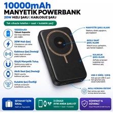 Nexiva Iphone 11/12/13/14/15/16/17/pro/pro Max UYUMLU10.000 Mah 22,5W Magsafe Wireless Standlı Kablosuz Hızlı Powerbank 1xusb-A, 1xusb-C