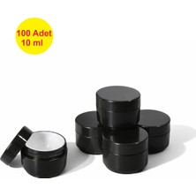Demet Home Demethome 100 Adet 10 ml Beyaz-Siyah Mini Boş Pomat-Krem-Kozmetik Kutusu 10 cc Plastik Krem Kavanozu