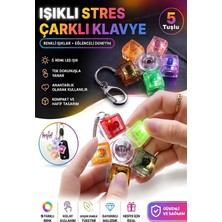 HYD Oyuncak 5 Tuşlu Stres Çarklı Işıklı Klavye Stres Giderici Ses Çıkaran ışıklı Tuş Takımı Anahtarlık