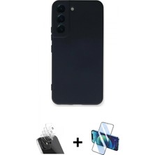 İlk El Grup Ieg™ Galaxy S22 Plus Kılıf Ahenk Serisi - Siyah 3D Antistatik Cam Ekran Koruyucu + Şeffaf Kamera Lens Koruma Cam