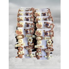 Elas Home Çocuk ve Bebek Figürlü Kahverengi Kerem Pensli 14'lü Set Tokalar