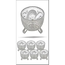 Royaleks Group 6'lı Kristal Lüx Ayaklı Cam Çerezlik Şekerlik Sunumluk Kase