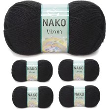 Royaleks Group 5 Adet Vizon Premium Akrilik El Örgü Ipi Yünü Renk NO:217 Siyah