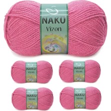 Royaleks Group 5 Adet Vizon Premium Akrilik El Örgü Ipi Yünü Renk NO:180 Kuru Gül