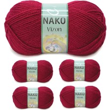 Royaleks Group 5 Adet Vizon Premium Akrilik El Örgü Ipi Yünü Renk NO:3630 Vişne Çürüğü