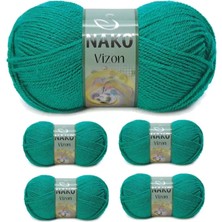 Royaleks Group 5 Adet Vizon Premium Akrilik El Örgü Ipi Yünü Renk NO:181 Ördek Başı Yeşil