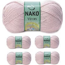 Royaleks Group 5 Adet Vizon Premium Akrilik El Örgü Ipi Yünü Renk NO:318 Gül Goncası