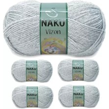 Royaleks Group 5 Adet Vizon Premium Akrilik El Örgü Ipi Yünü Renk NO:195 Açık Gri Melanj