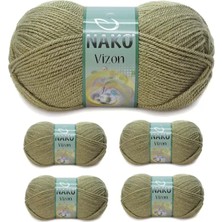 Royaleks Group 5 Adet Vizon Premium Akrilik El Örgü Ipi Yünü Renk NO:268 Asker Yeşil