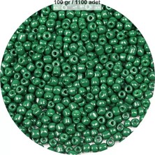 Royaleks Group Koyu Yeşil Renk 4 mm Yaklaşık 1100 Adet / 100 Gram Cam Boncuk Oya Yazma Bileklik ve Kolye