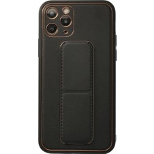 TKÇ  Iphone 11 Pro Kılıf Coco Deri Standlı Kapak - Siyah