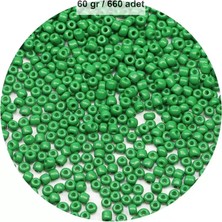 Royaleks Group Opak Yeşil Renk 4 mm Yaklaşık 660 Adet / 60 Gram Cam Boncuk Oya Yazma Bileklik ve Kolye