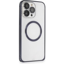 TKÇ Joko  Iphone 15 Pro Max Kılıf Metal Bumper Magneticsafe Kapak - Lacivert