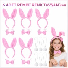 TKÇ Full Pembe Renk Tavşan Sahne Seti 639LI Set Taç Papyon Kuyruk