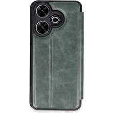 TKÇ Xiaomi Redmi 13 4g Kılıf Flip Cover - Koyu Yeşil