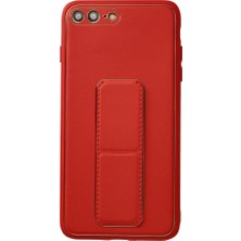 TKÇ  Iphone 7 Plus Kılıf Coco Deri Standlı Kapak - Kırmızı