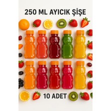 PremiumPort 10 Adet Turuncu Kapaklı Çocuk Meyve Suyu Şişesi 250 Ml, Eğlenceli ve Pratik
