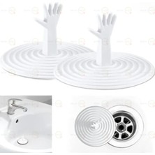 MAİN SHOP 2 Adet Mutfak Evye Lavabo Küvet Için Imdat El Şekilli Lavabo Gider Tıkacı Önleyici Beyaz M-116