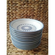 PremiumPort Şık 19 cm Porselen Dijital Çukur Yemek Tabakları 12'li Set
