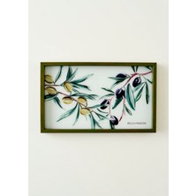 PremiumPort Yeşil Dekoratif Cam Tepsi 22X37 Cm, Şık ve Zarif Tasarım