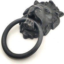 Toptan Bulurum Antika Tarz Dekoratif Pirinç Aslan Kapı Tokmağı, Taktak  102X130 Mm, Oksit