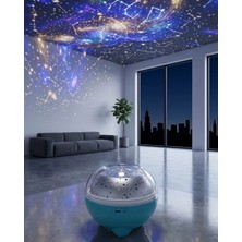 Pileli Store Bluetooth Hoparlörlü Yıldız Projeksiyon Gece Lambası Uzaktan Kumandalı ve Döner Işık Efektli (Kopya)