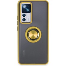 TKÇ Xiaomi Mi 12T Pro Kılıf Montreal Yüzüklü Silikon Kapak - Sarı